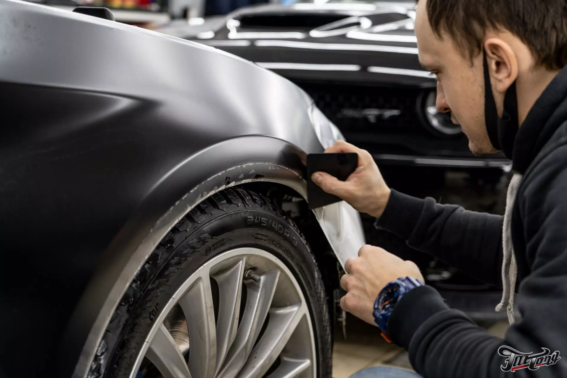 BMW 5. Оклейка в матовый полиуретан